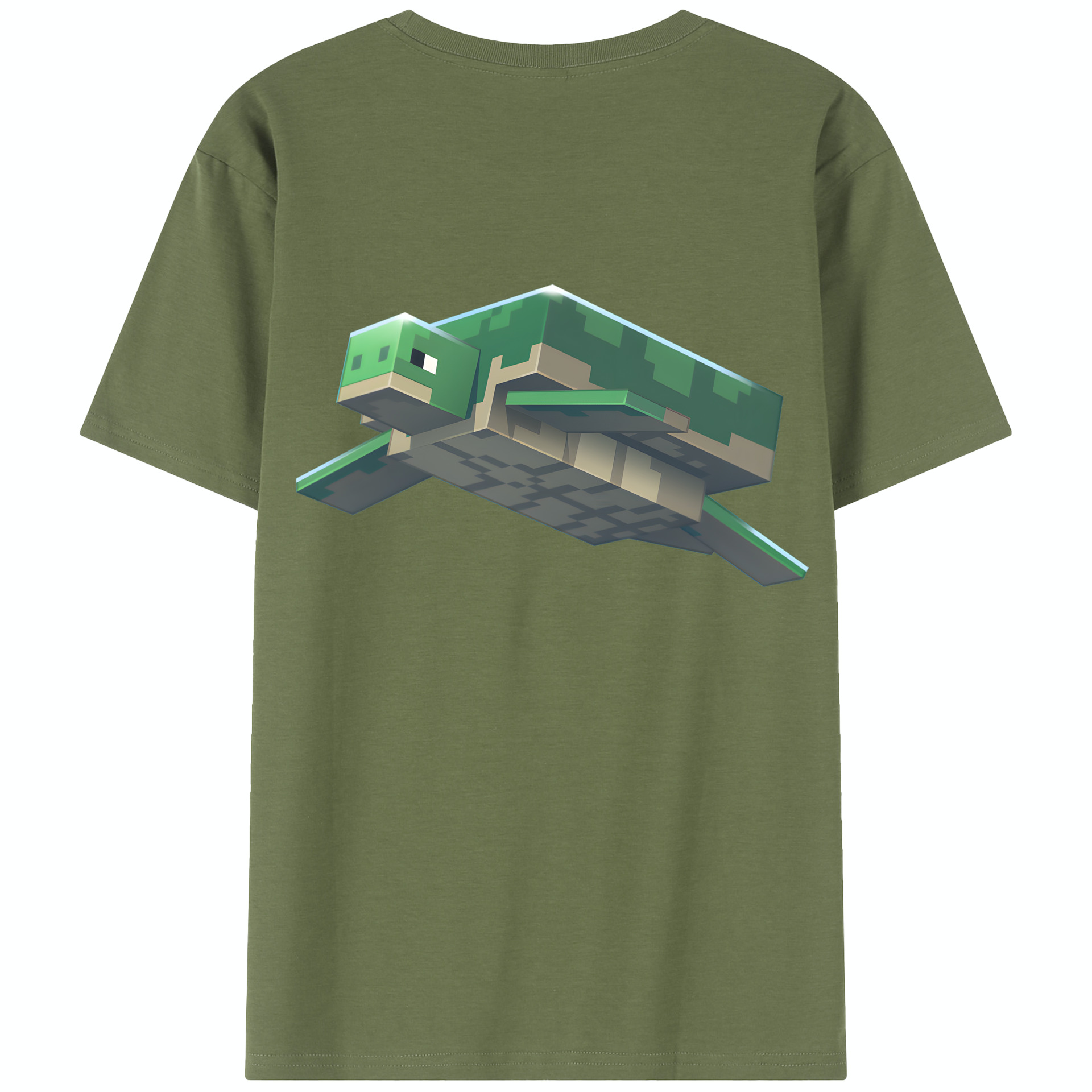 （画像用） マインクラフト ブロックの世界 Minecraft MC Block world 綿100％半袖Tシャツ（背面プリント）
